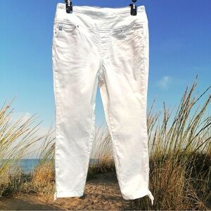 Belle by Kim Gravel Size 4 White Triple Lux Twill Ankle Tie Jeans